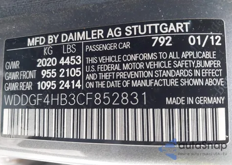 2012 Mercedes-Benz C 250 Luxury/Sport z USA, uszkodzony, nr VIN WDDGF4HB3CF852831